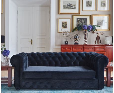 Schlafsofa CHESTERFIELD schwarz