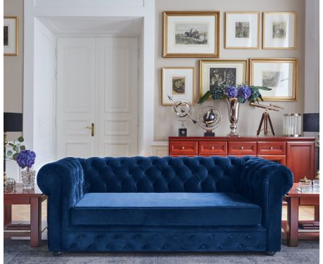 Schlafsofa CHESTERFIELD dunkelblau